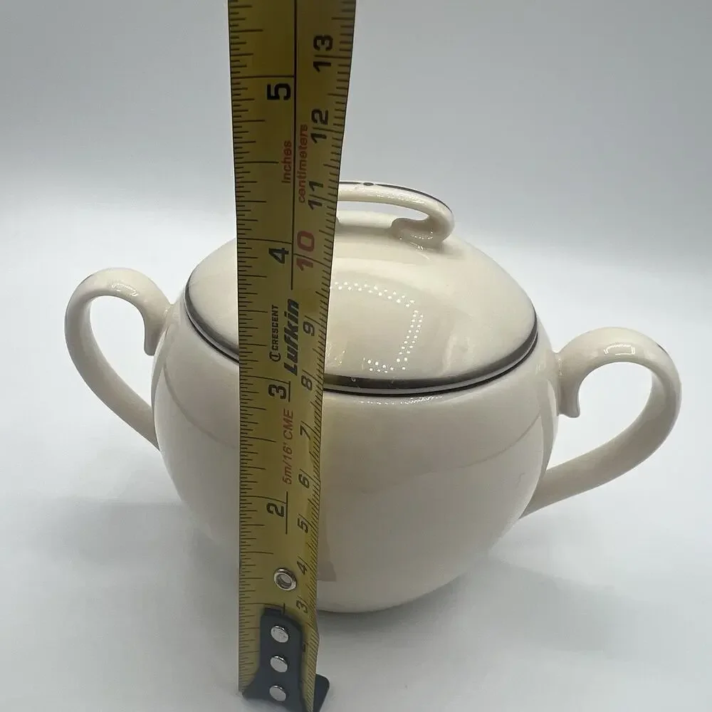 Vintage Lenox Olympia Platinum Covered Sugar Bowl with Lid – Ivory Bone China